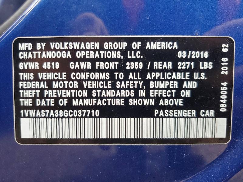 2016 Volkswagen Passat s