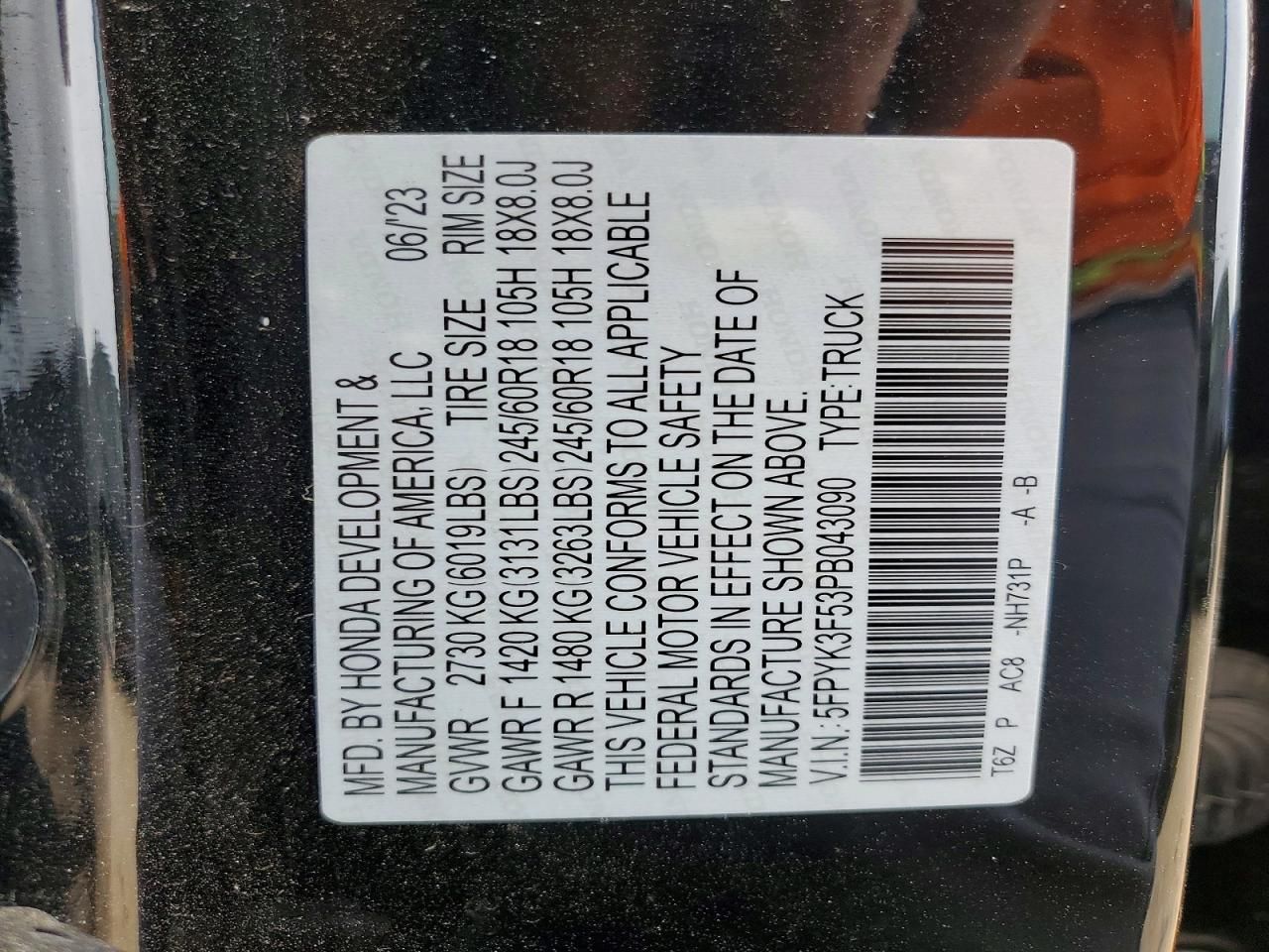 2023 Honda Ridgeline rtl