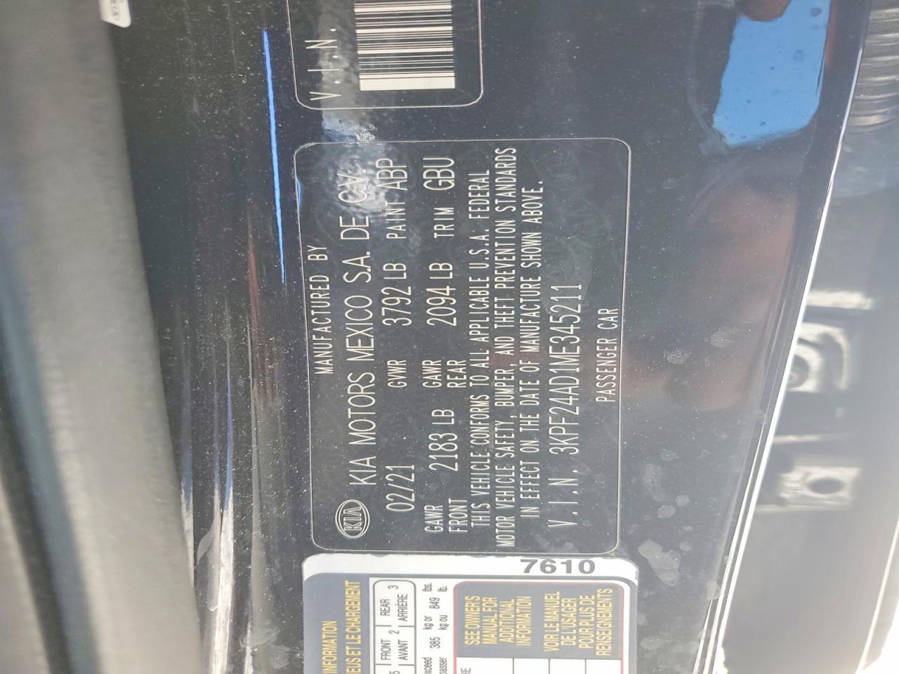 2021 KIA Forte fe