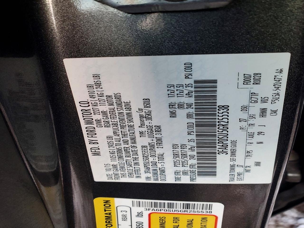 2016 Ford Fusion Titanium Phev