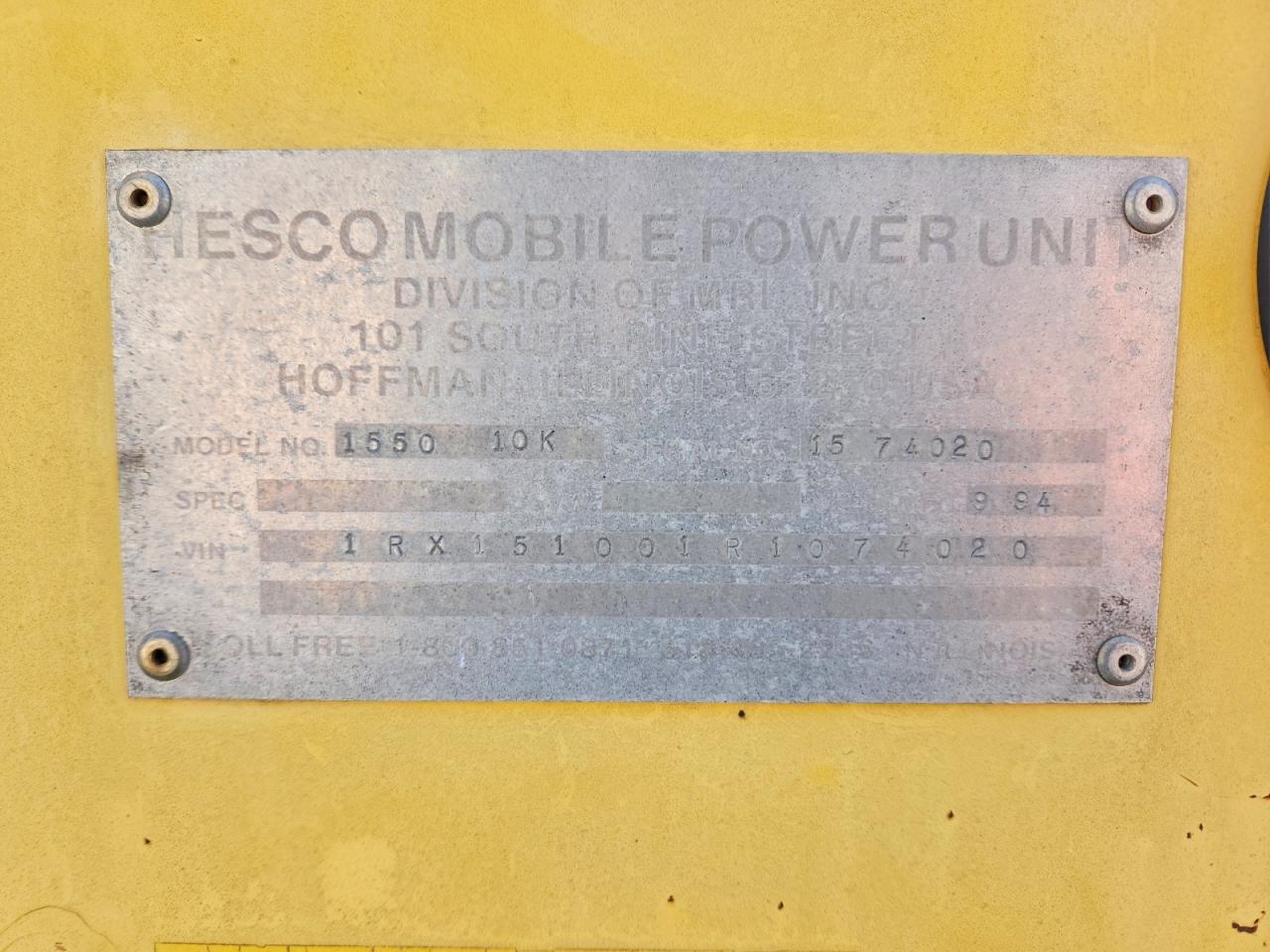 1994 Hesco 1994 HESC0 1550-10KW Manhole Support Trailer