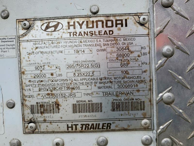 2015 Hyundai Trailers 2015 Hyundai Translead VC2530152-JRS DRY Van Trail