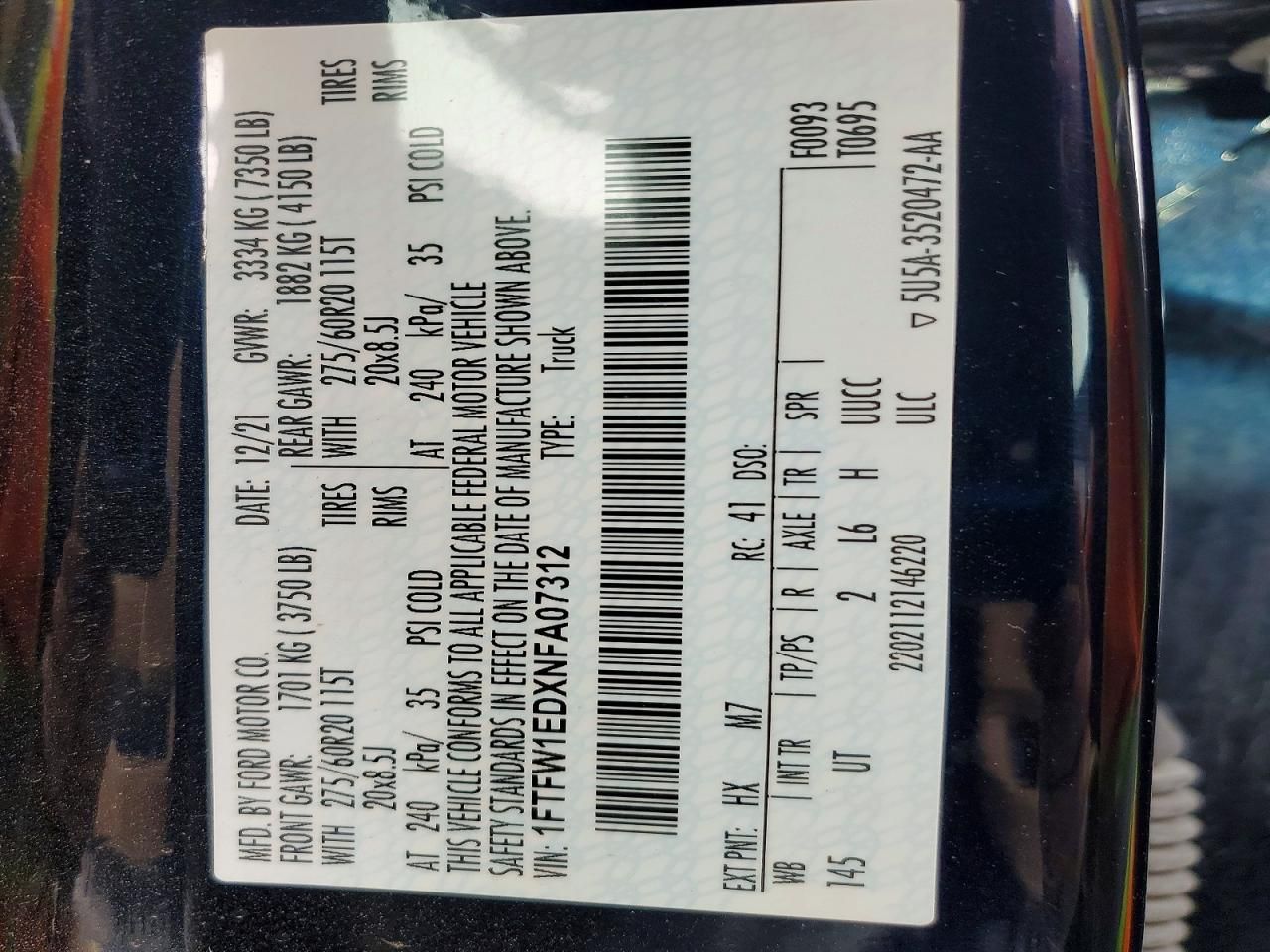 2022 Ford F150 Supercrew