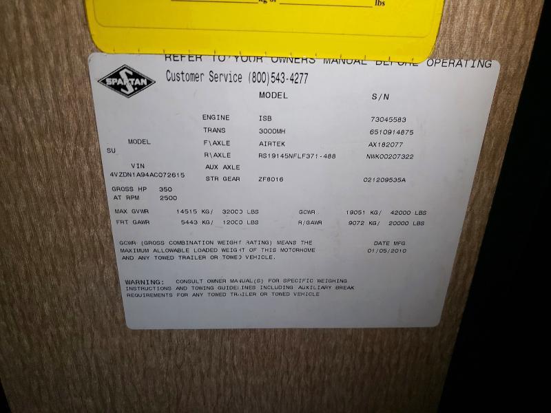 2010 Spartan Motors Motorhome 4VZ