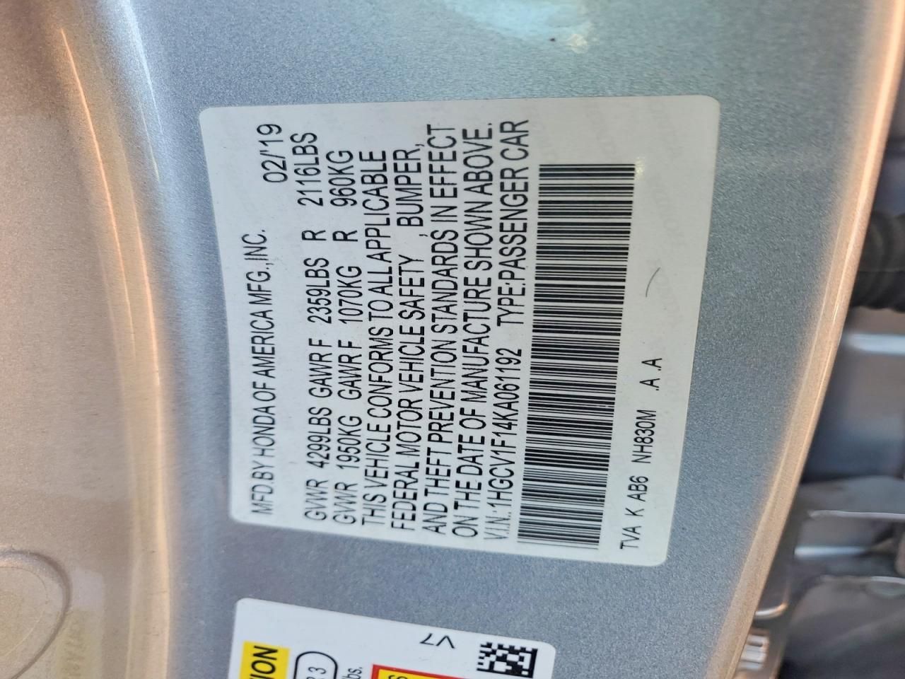 2019 Honda Accord lx