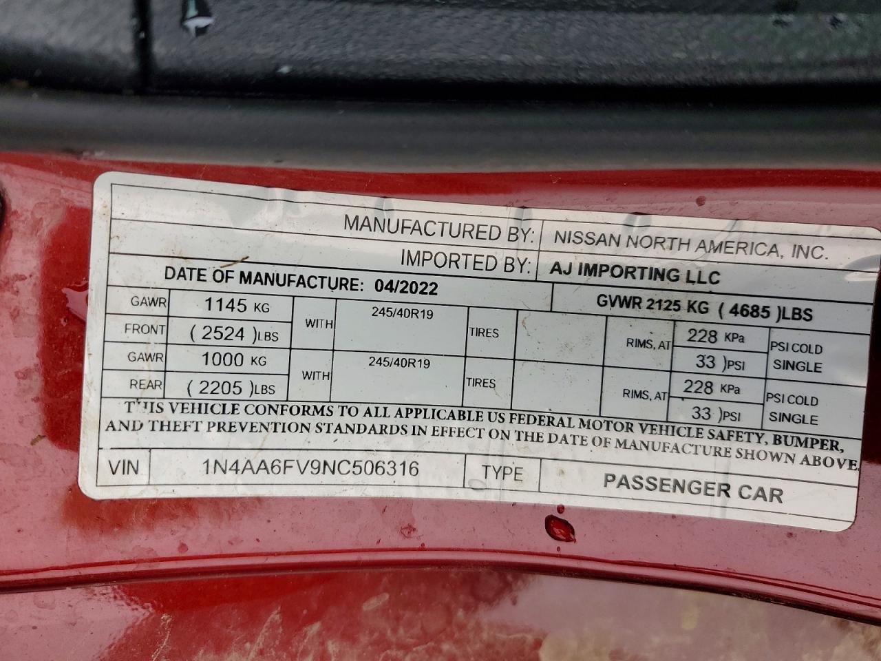 2022 Nissan Maxima Platinum