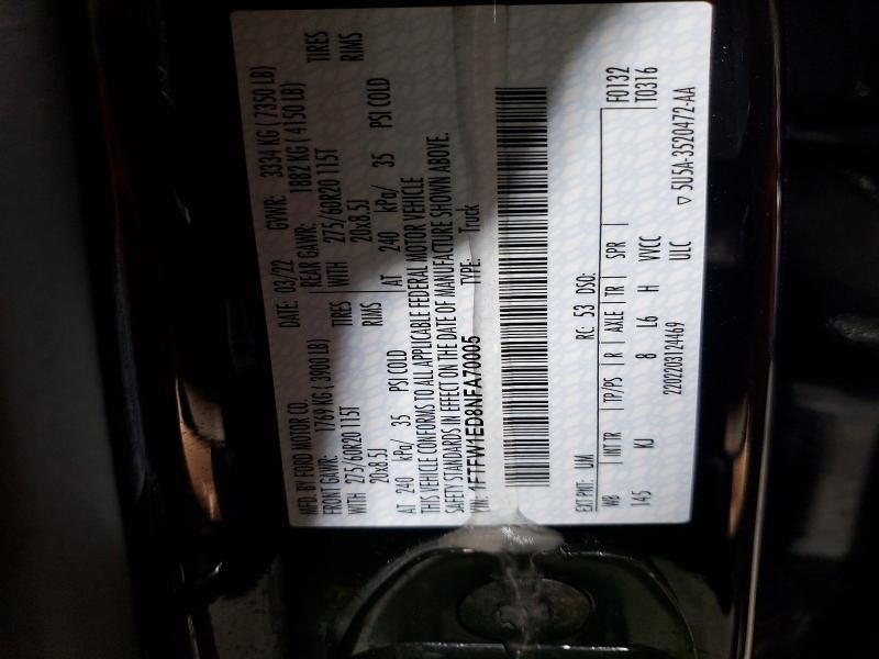 2022 Ford F150 Supercrew