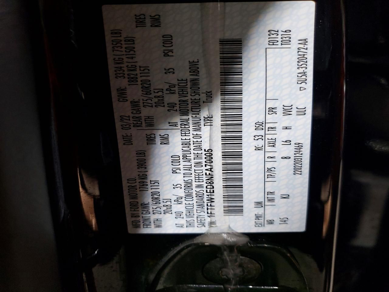 2022 Ford F150 Supercrew