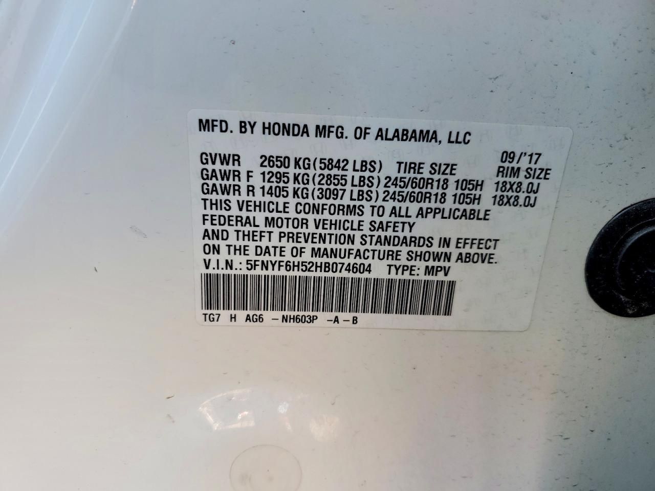 2017 Honda Pilot exl