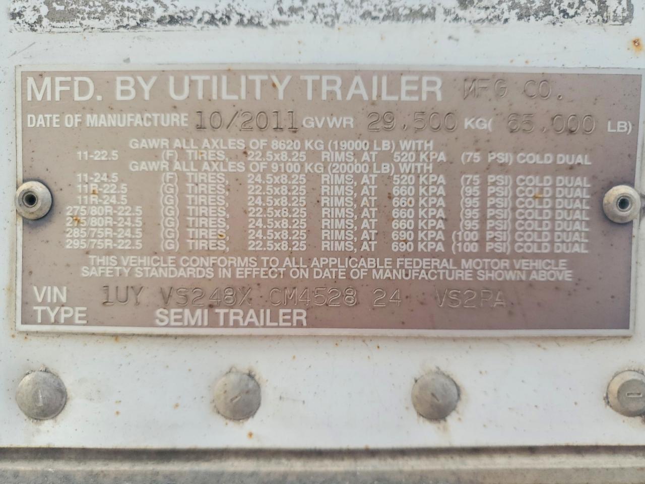 2012 Utility Vs2ra Refrigerated van Trailer