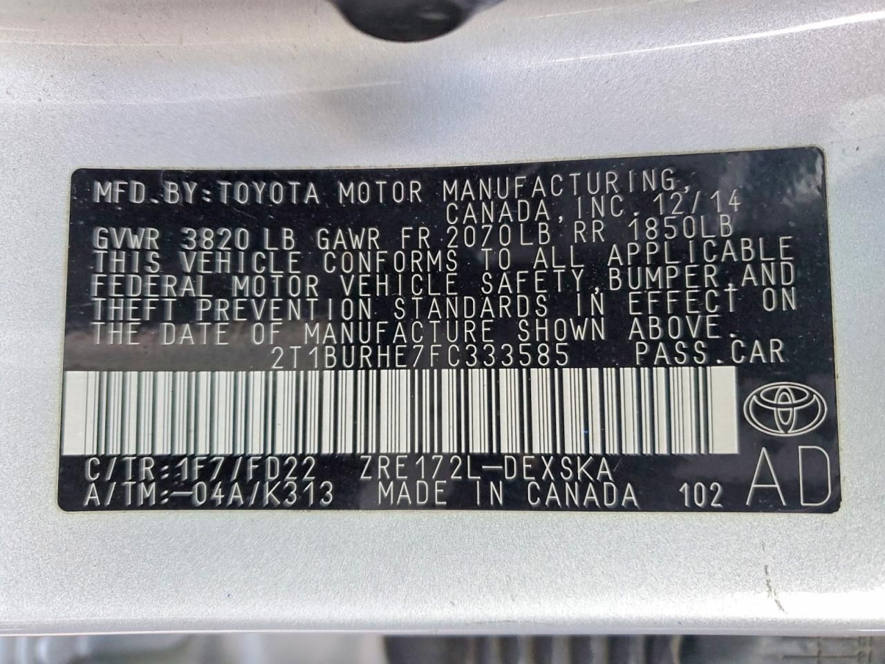 2015 Toyota Corolla l