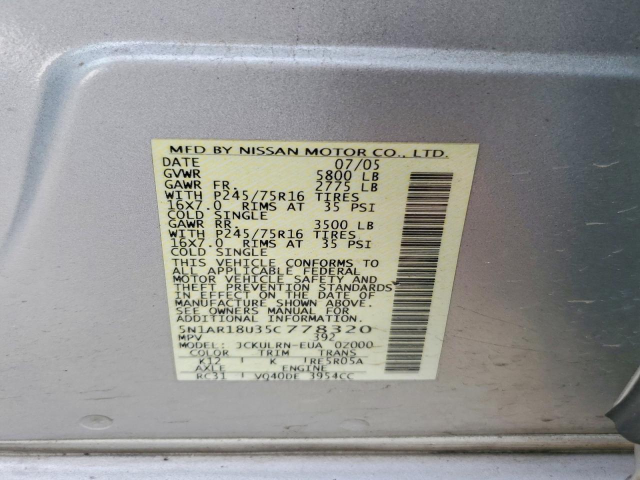 2005 Nissan Pathfinder le