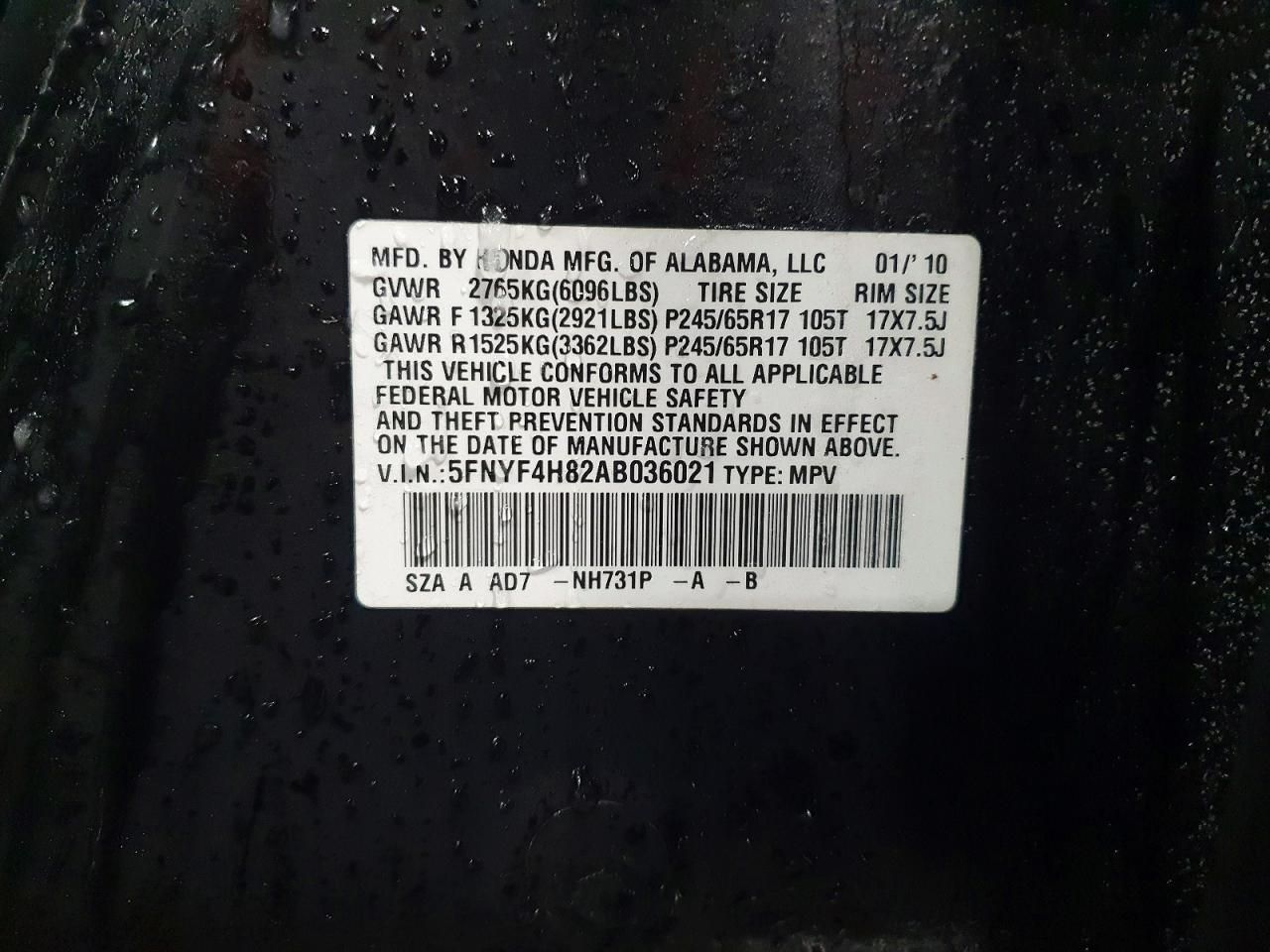 2010 Honda Pilot Touring