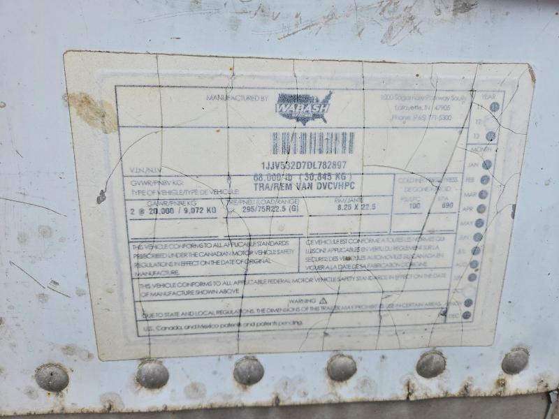 2013 Wabash Dvcvhpc DRY Van Trailer