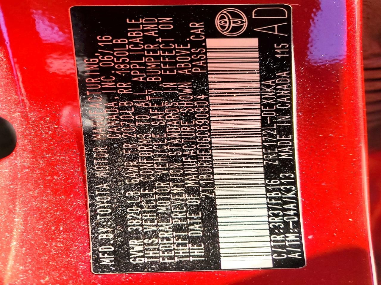 2016 Toyota Corolla l