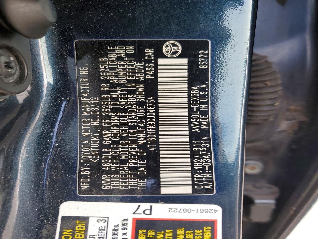 2012 Toyota Camry Hybrid