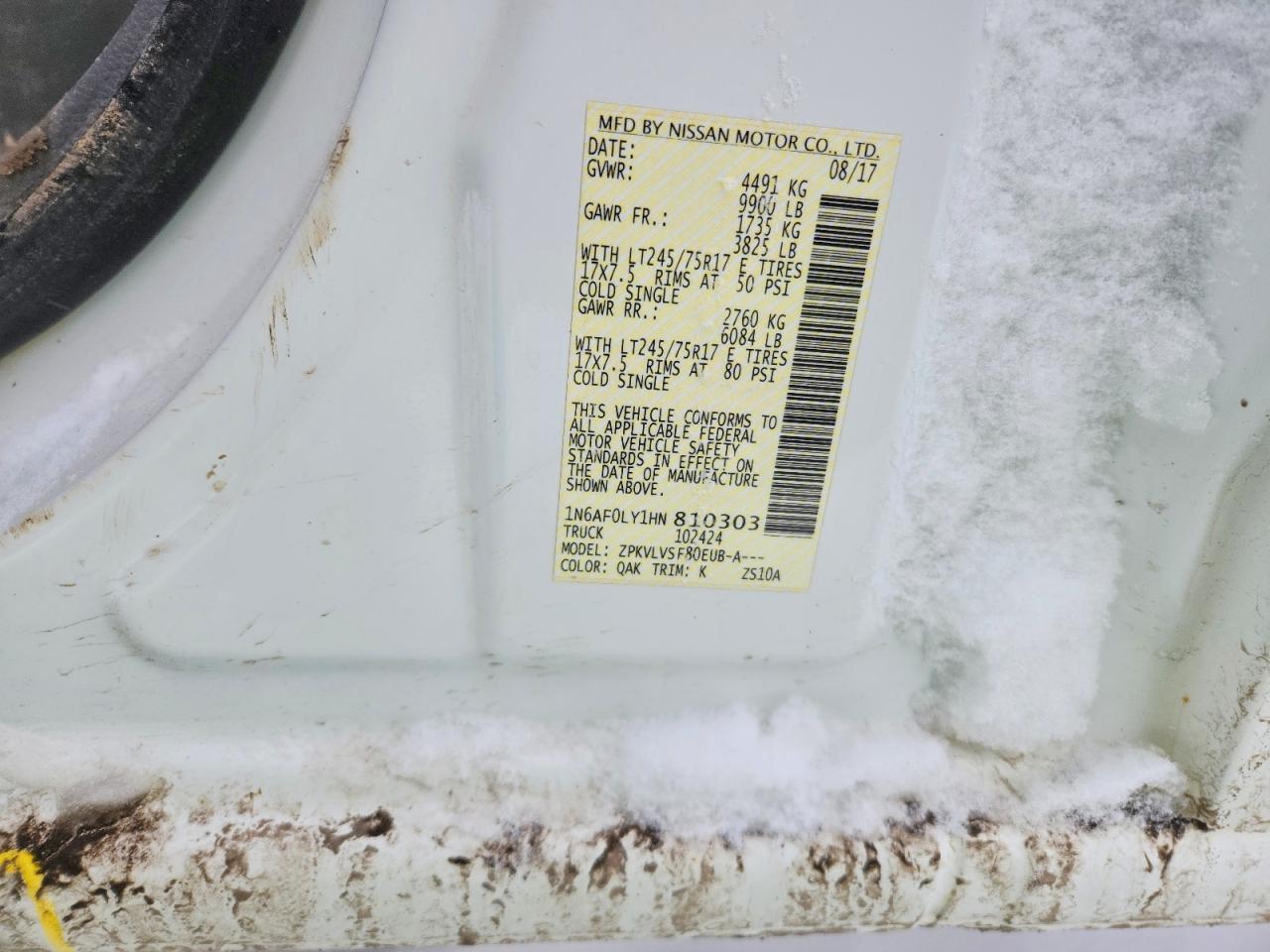 2017 Niss AN NV 2500 Utility / Service Van