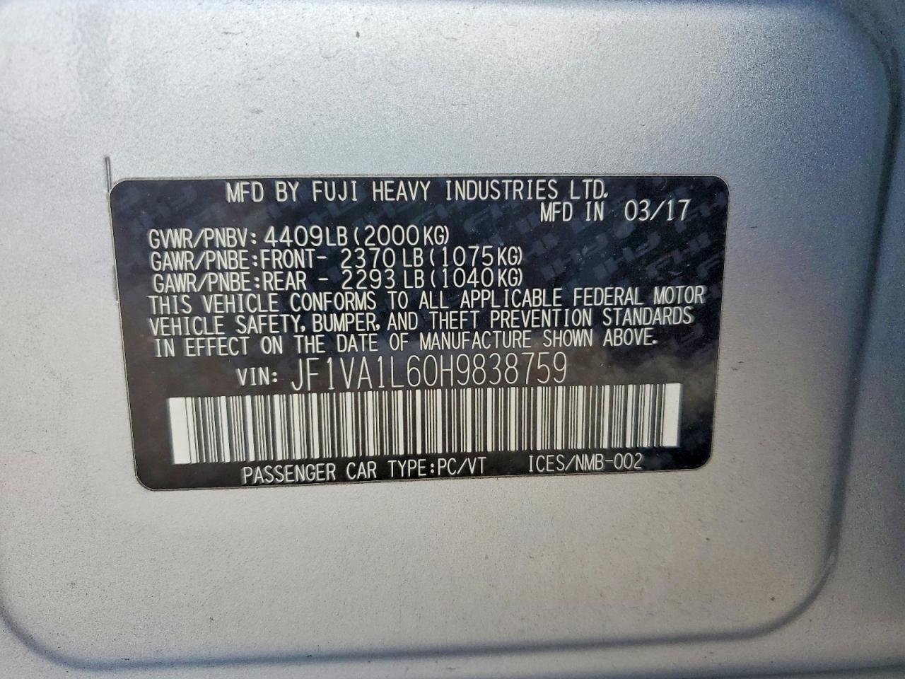 2017 Subaru Wrx Limited