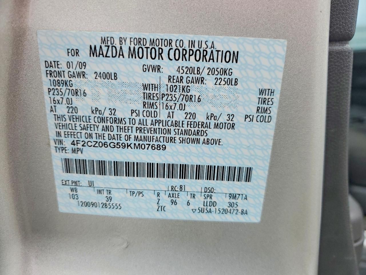 2009 Mazda Tribute s