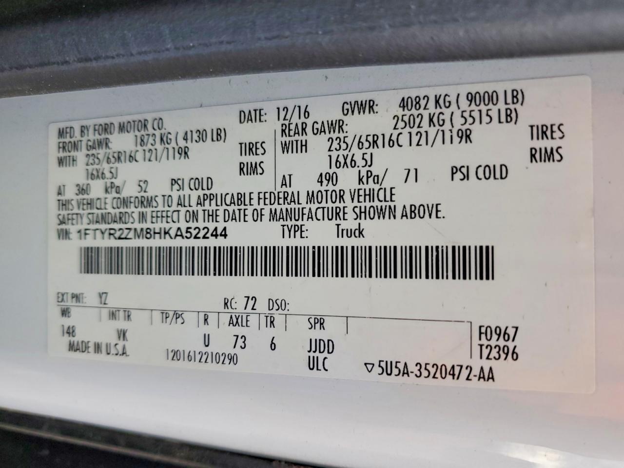 2017 Ford Transit 250 Delivery Van