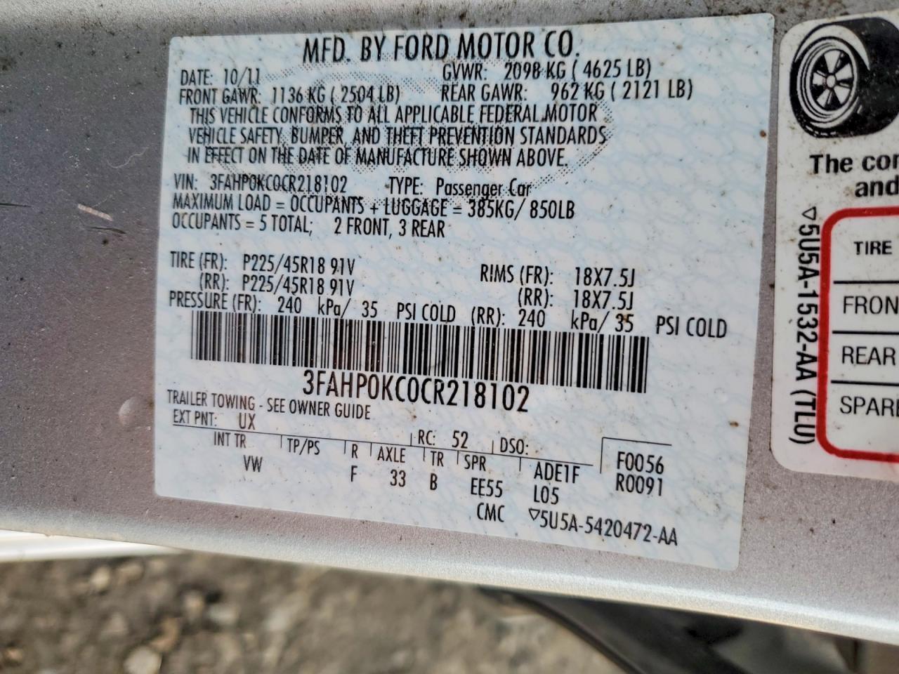 2012 Ford Fusion Sport
