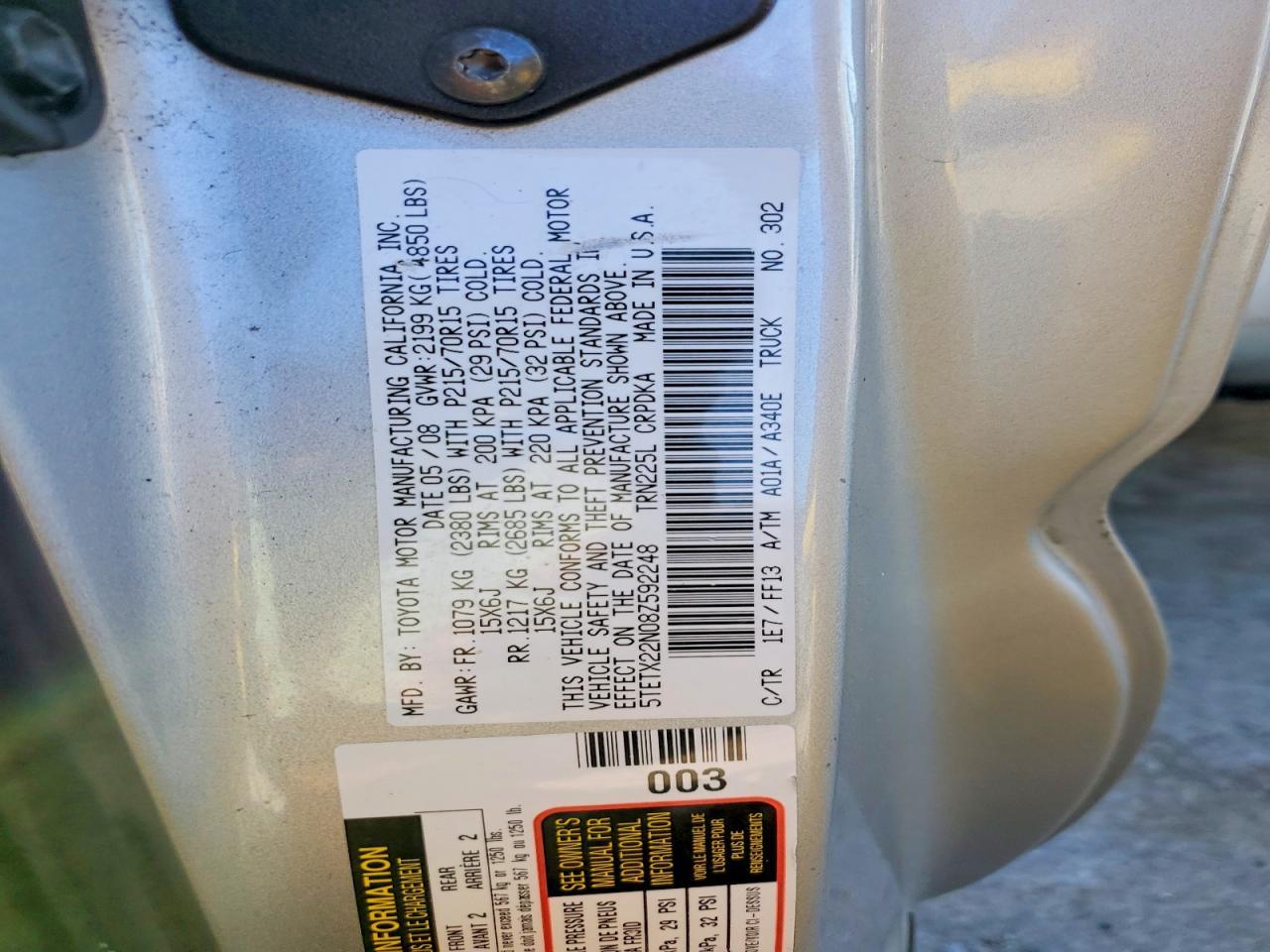 2008 Toyota Tacoma Access cab
