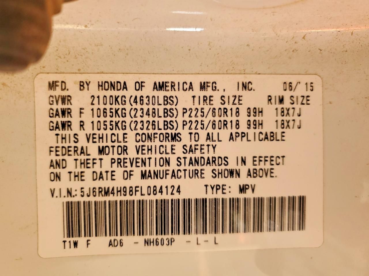 2015 Honda Cr-v Touring