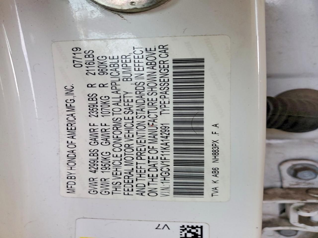 2019 Honda Accord lx