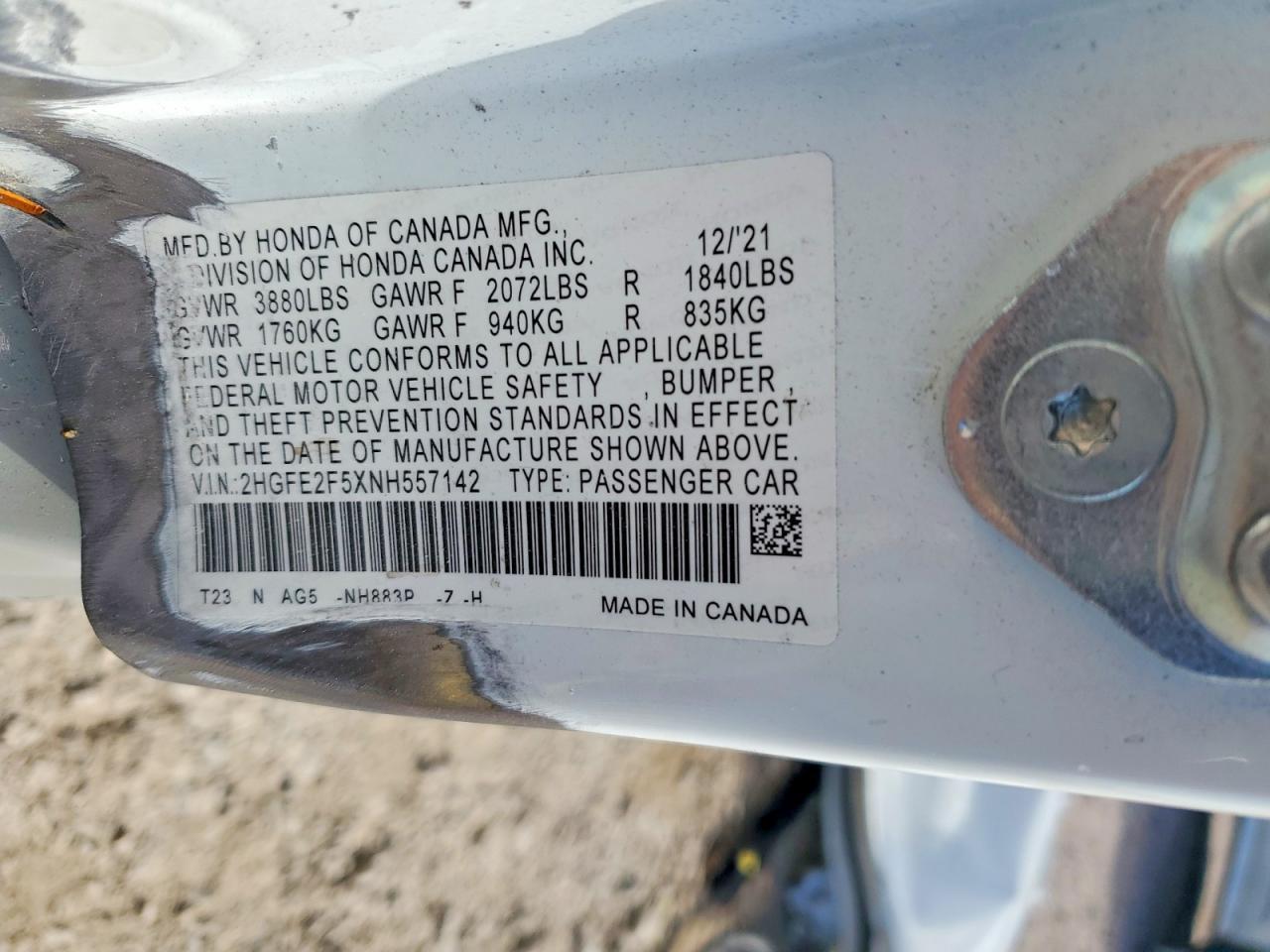2022 Honda Civic Sport