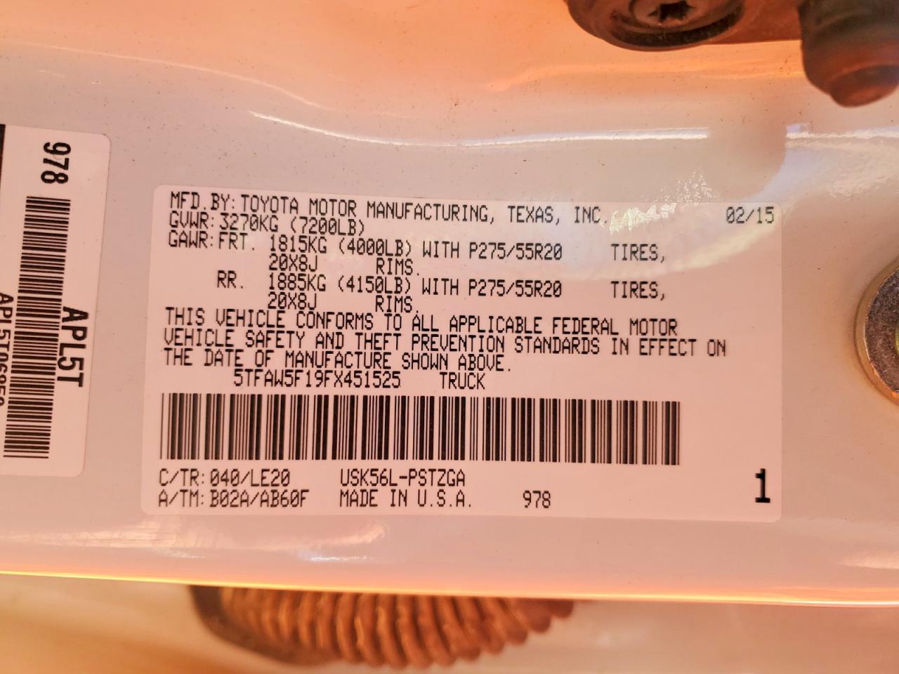 2015 Toyota Tundra Crewmax 1794