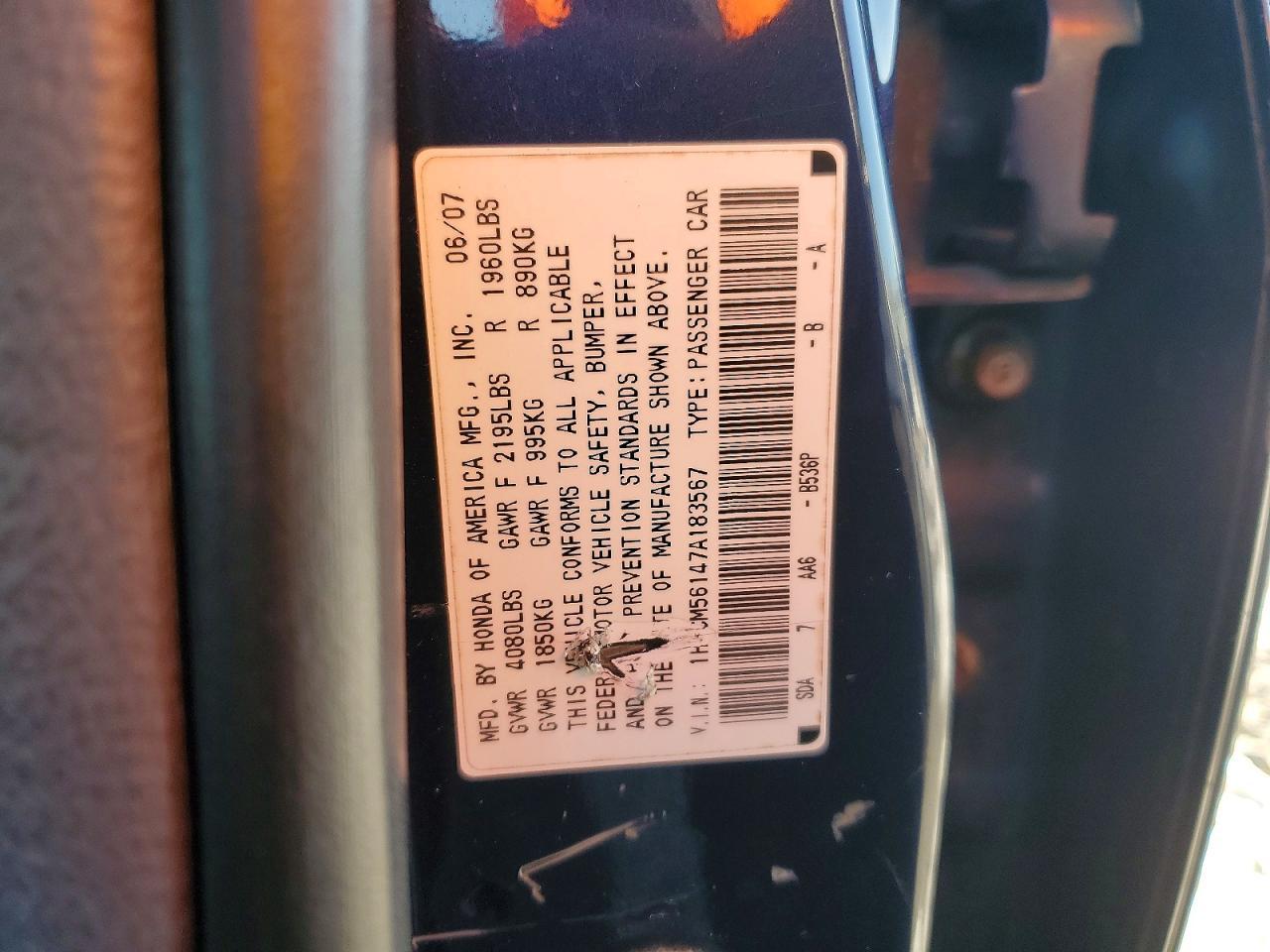 2007 Honda Accord Value