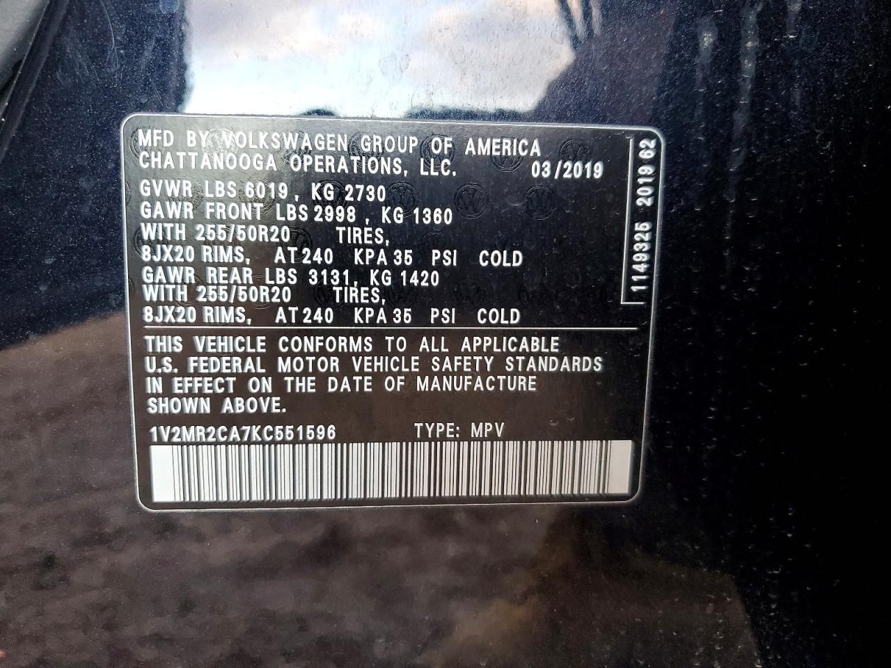 2019 Volkswagen Atlas sel