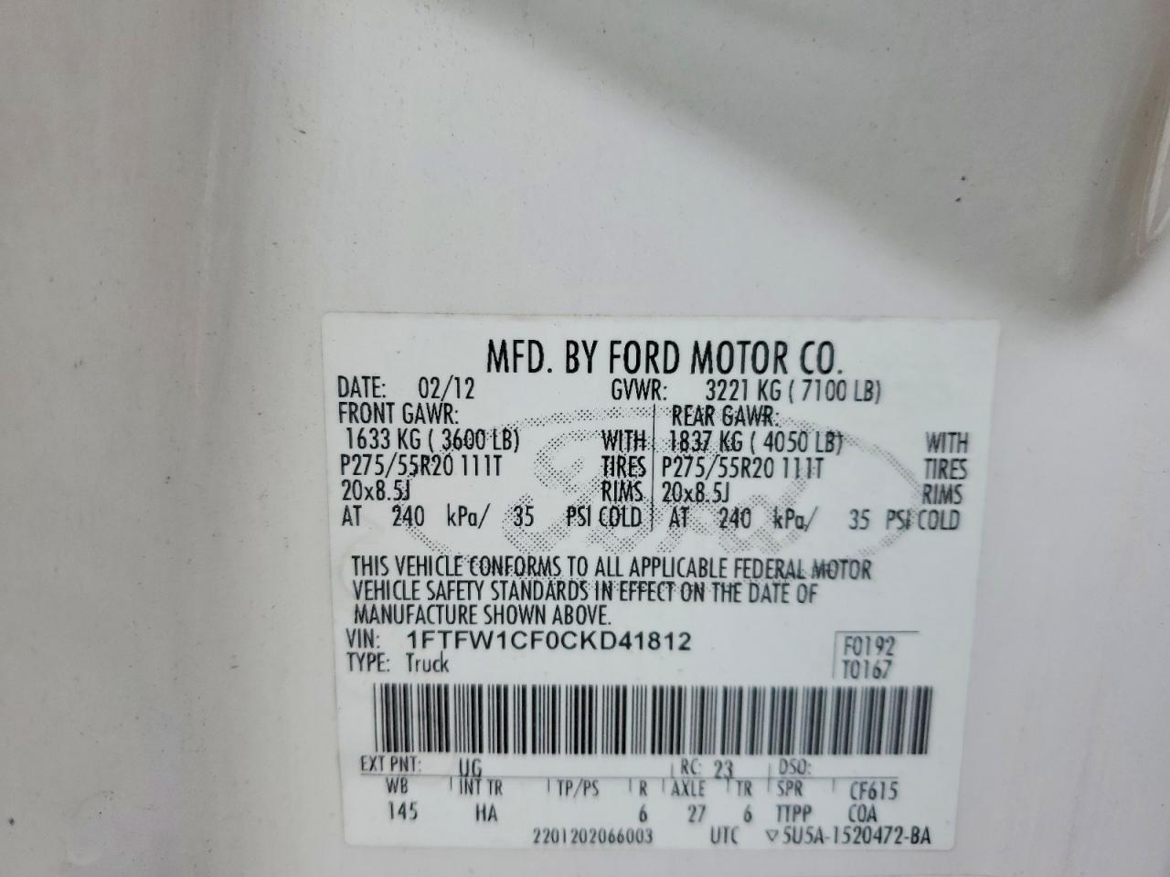 2012 Ford F150 Supercrew