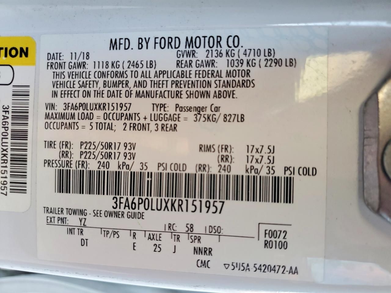 2019 Ford Fusion se