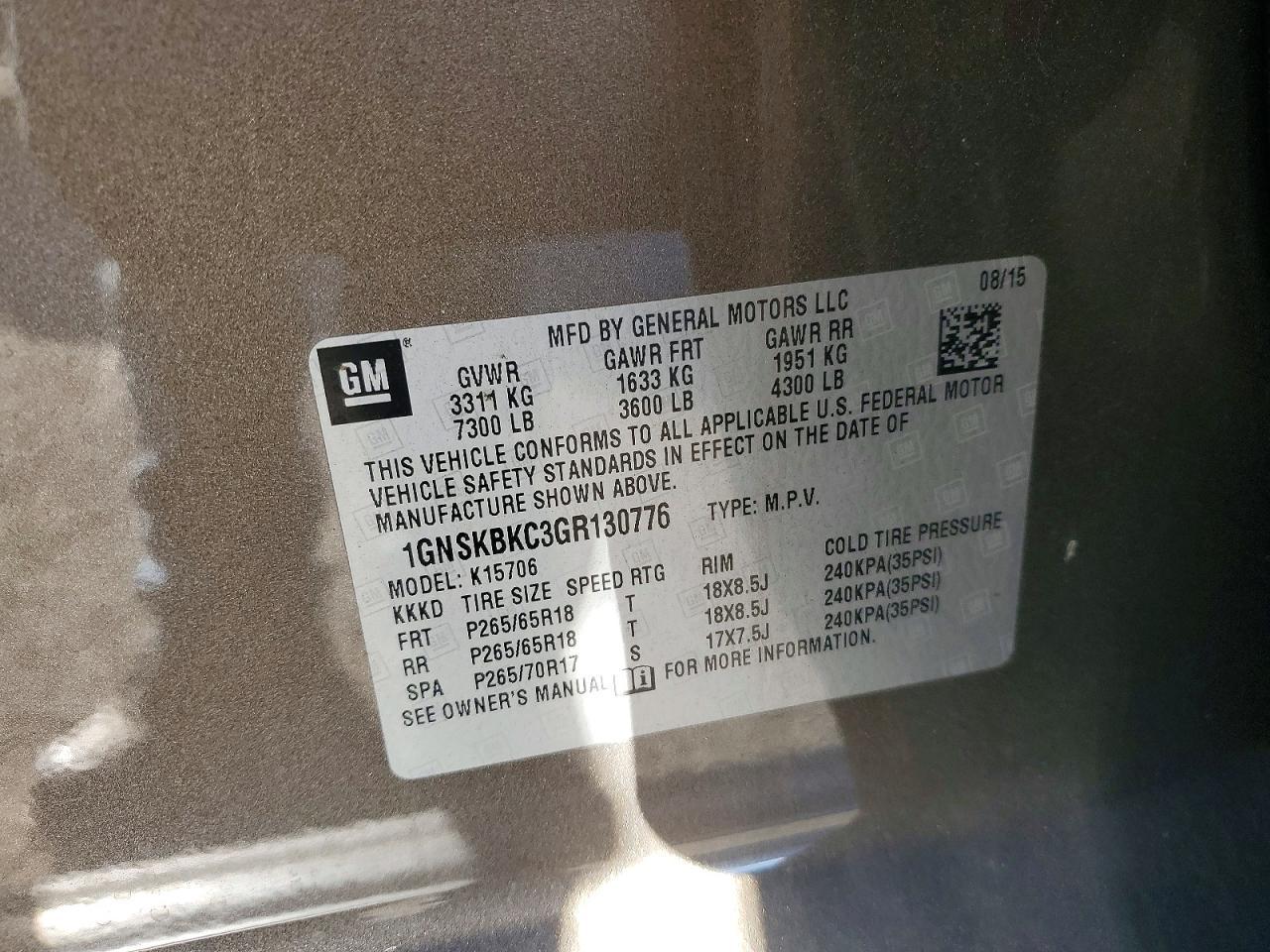 2016 Chevrolet Tahoe K1500 lt