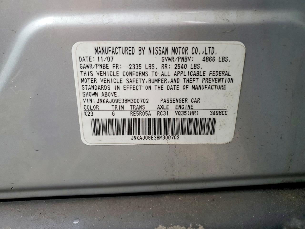 2008 Infiniti Ex35 Base