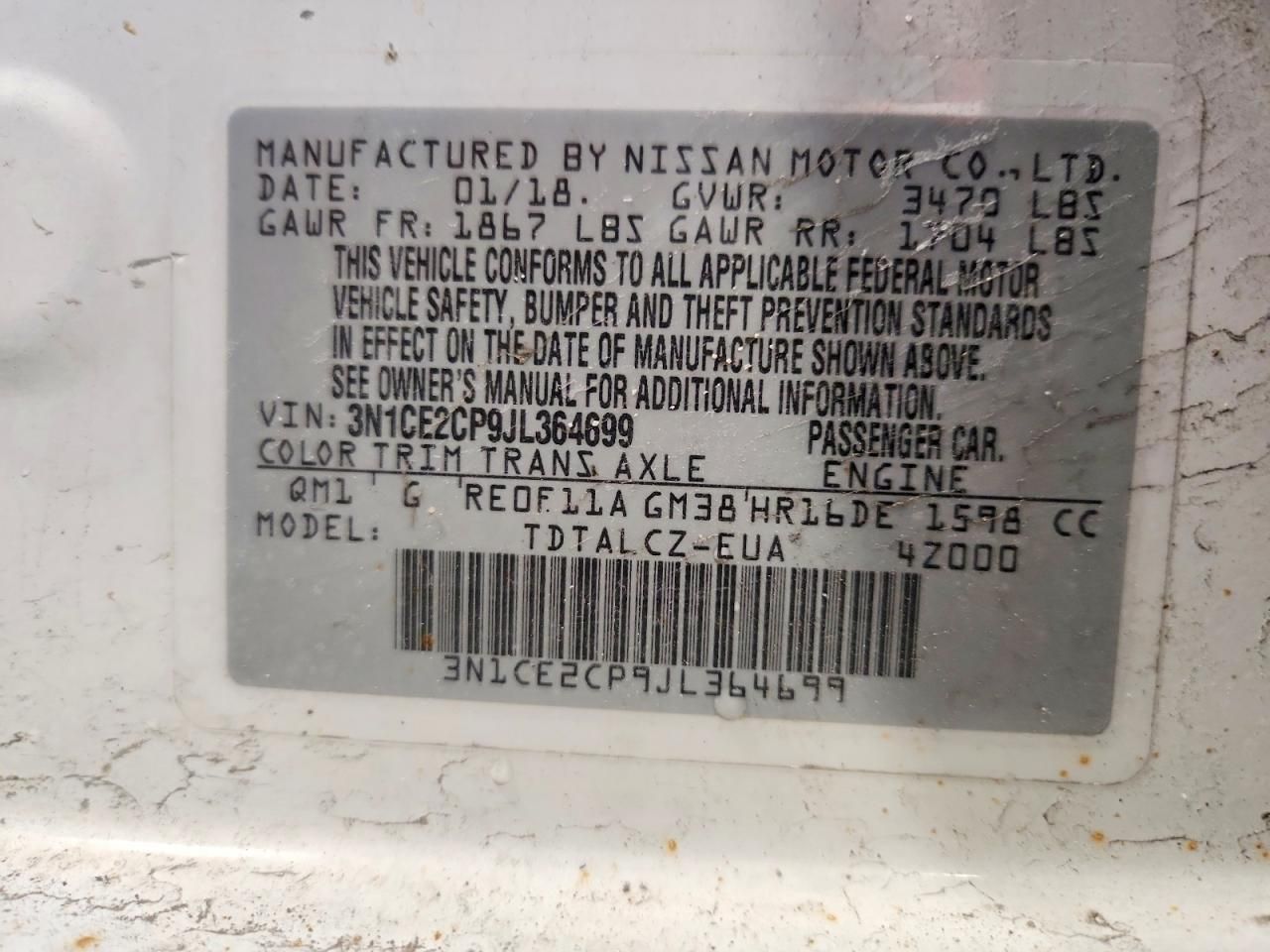 2018 Nissan Versa Note s