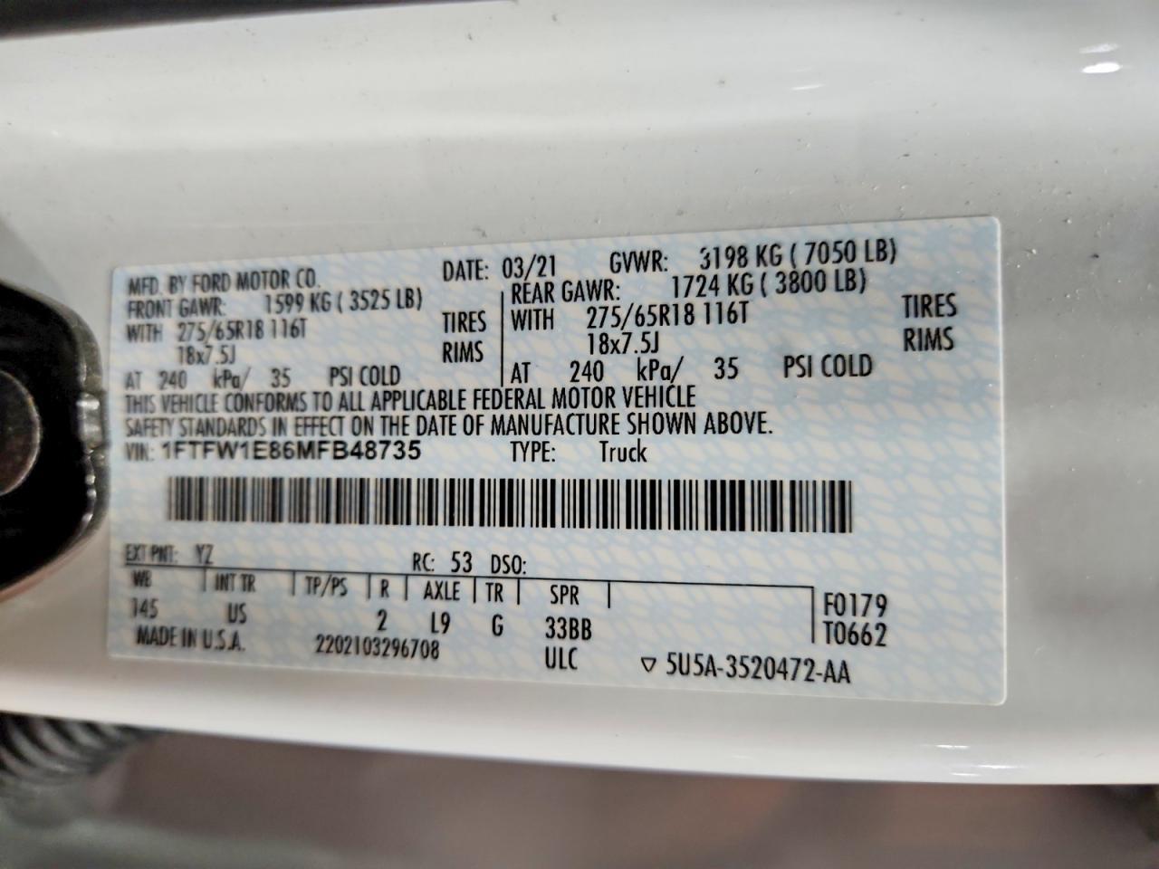 2021 Ford F150 Supercrew