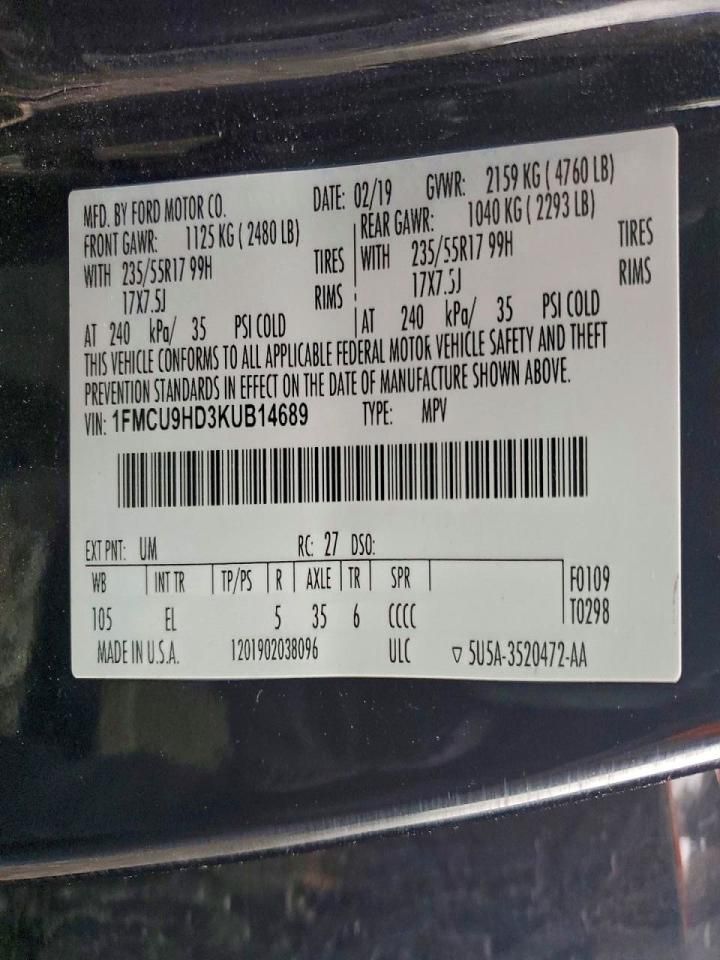 2019 Ford Escape sel