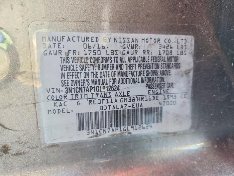 2016 Niss Versa 1.6 s Plus