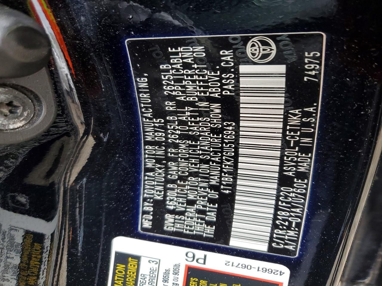 2016 Toyota Camry le