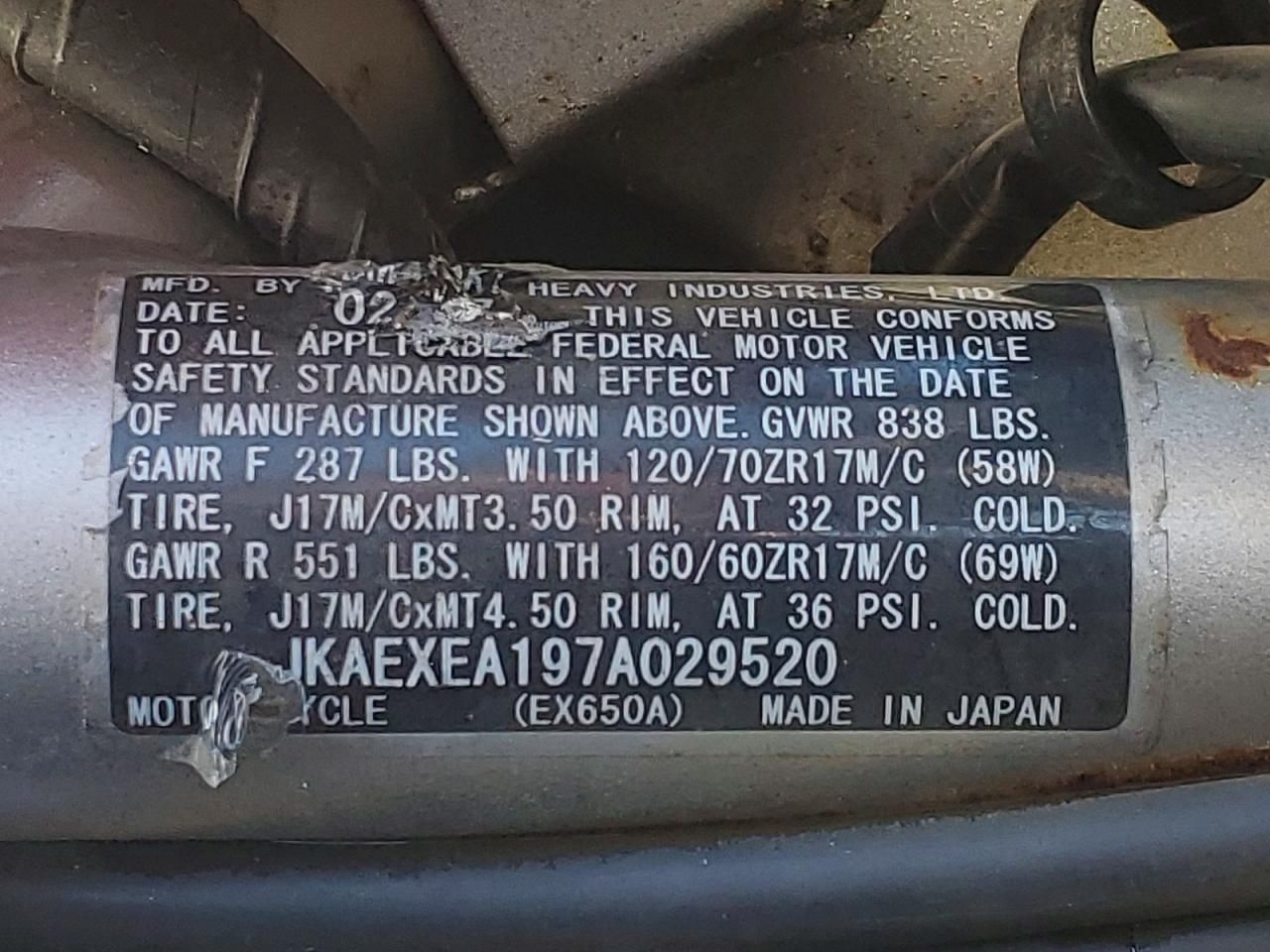 2007 Kawasaki EX650 A