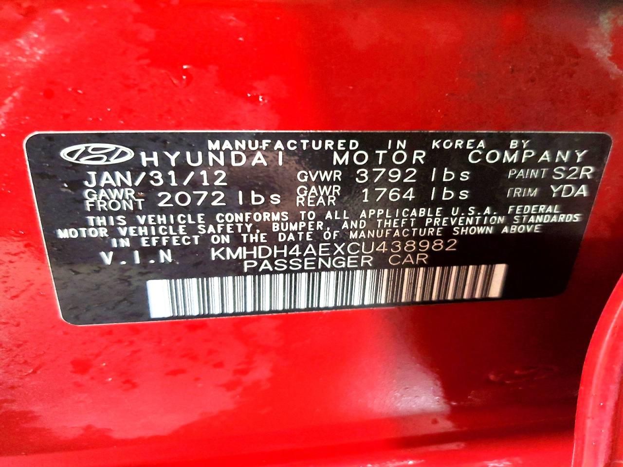 2012 Hyundai Elantra gls