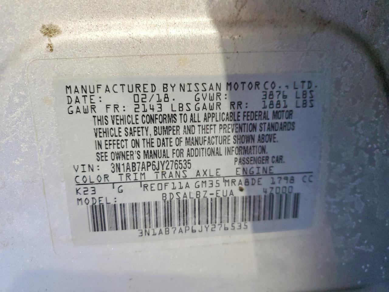 2018 Nissan Sentra s