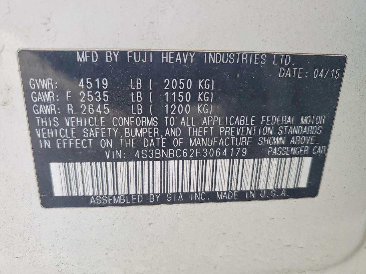 2015 Subaru Legacy 2.5i Premium