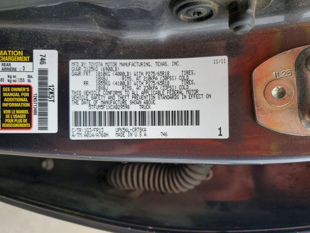 2012 Toyota Tundra Double cab SR5