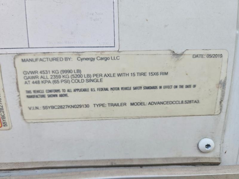 2019 Cynergy Cargo ADVANCEDCCL8.528TA3 Enclosed Cargo Trailer