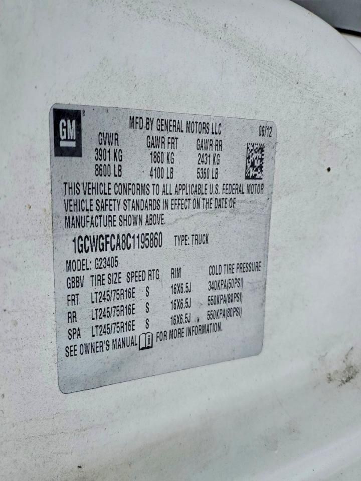 2012 Chevrolet Express 2500 Utility / Service van