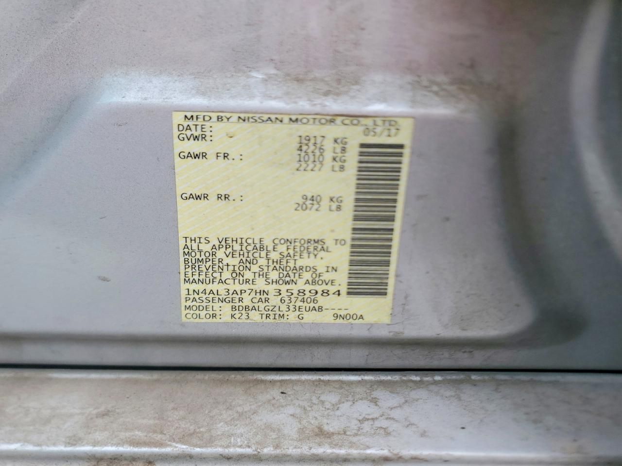 2017 Nissan Altima 2.5