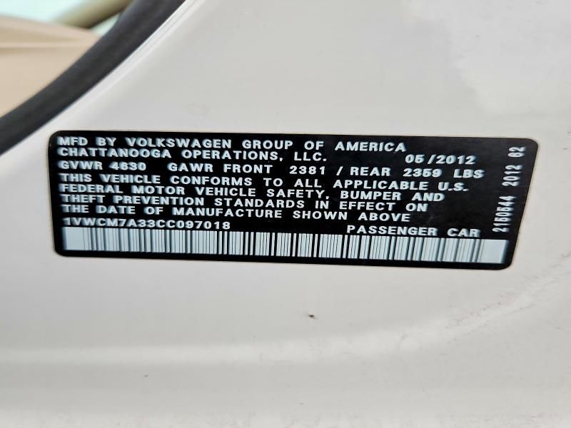 2012 Volkswagen Passat sel